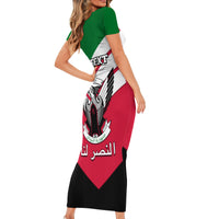 Sudan Independence Day Short Sleeve Bodycon Dress Sudanese Secretary Bird - Wonder Print Shop