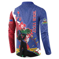 Personalised Haiti Le Marron Inconnu Button Sweatshirt Dashiki Mix Polynesian Pattern - Wonder Print Shop