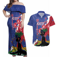 Personalised Haiti Le Marron Inconnu Couples Matching Off Shoulder Maxi Dress and Hawaiian Shirt Dashiki Mix Polynesian Pattern - Wonder Print Shop