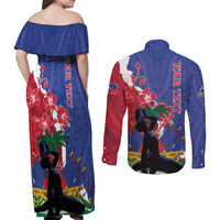 Personalised Haiti Le Marron Inconnu Couples Matching Off Shoulder Maxi Dress and Long Sleeve Button Shirt Dashiki Mix Polynesian Pattern - Wonder Print Shop