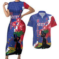 Personalised Haiti Le Marron Inconnu Couples Matching Short Sleeve Bodycon Dress and Hawaiian Shirt Dashiki Mix Polynesian Pattern - Wonder Print Shop