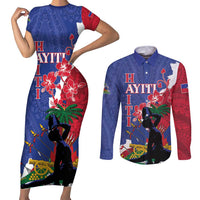 Personalised Haiti Le Marron Inconnu Couples Matching Short Sleeve Bodycon Dress and Long Sleeve Button Shirt Dashiki Mix Polynesian Pattern - Wonder Print Shop