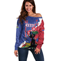 Personalised Haiti Le Marron Inconnu Off Shoulder Sweater Dashiki Mix Polynesian Pattern - Wonder Print Shop