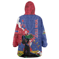 Personalised Haiti Le Marron Inconnu Wearable Blanket Hoodie Dashiki Mix Polynesian Pattern - Wonder Print Shop