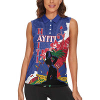 Personalised Haiti Le Marron Inconnu Women Sleeveless Polo Shirt Dashiki Mix Polynesian Pattern - Wonder Print Shop
