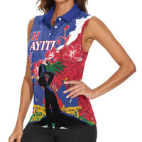 Personalised Haiti Le Marron Inconnu Women Sleeveless Polo Shirt Dashiki Mix Polynesian Pattern - Wonder Print Shop