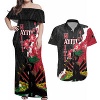 Personalised Ayiti Neg Marron Couples Matching Off Shoulder Maxi Dress and Hawaiian Shirt Dashiki Mix Polynesian Pattern - Wonder Print Shop