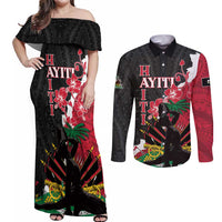 Personalised Ayiti Neg Marron Couples Matching Off Shoulder Maxi Dress and Long Sleeve Button Shirt Dashiki Mix Polynesian Pattern - Wonder Print Shop
