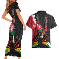 Personalised Ayiti Neg Marron Couples Matching Short Sleeve Bodycon Dress and Hawaiian Shirt Dashiki Mix Polynesian Pattern - Wonder Print Shop