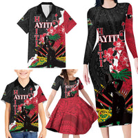Personalised Ayiti Neg Marron Family Matching Long Sleeve Bodycon Dress and Hawaiian Shirt Dashiki Mix Polynesian Pattern - Wonder Print Shop