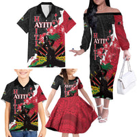 Personalised Ayiti Neg Marron Family Matching Off The Shoulder Long Sleeve Dress and Hawaiian Shirt Dashiki Mix Polynesian Pattern - Wonder Print Shop