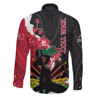 Personalised Ayiti Neg Marron Family Matching Off The Shoulder Long Sleeve Dress and Hawaiian Shirt Dashiki Mix Polynesian Pattern - Wonder Print Shop