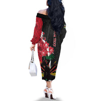 Personalised Ayiti Neg Marron Family Matching Off The Shoulder Long Sleeve Dress and Hawaiian Shirt Dashiki Mix Polynesian Pattern - Wonder Print Shop