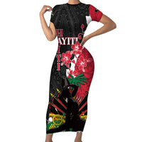 Personalised Ayiti Neg Marron Family Matching Short Sleeve Bodycon Dress and Hawaiian Shirt Dashiki Mix Polynesian Pattern - Wonder Print Shop