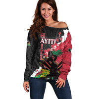 Personalised Ayiti Neg Marron Off Shoulder Sweater Dashiki Mix Polynesian Pattern - Wonder Print Shop