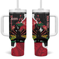 Personalised Ayiti Neg Marron Tumbler With Handle Dashiki Mix Polynesian Pattern - Wonder Print Shop