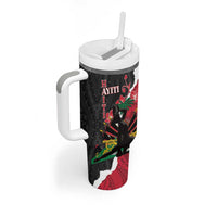 Personalised Ayiti Neg Marron Tumbler With Handle Dashiki Mix Polynesian Pattern - Wonder Print Shop