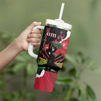 Personalised Ayiti Neg Marron Tumbler With Handle Dashiki Mix Polynesian Pattern - Wonder Print Shop