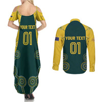 Custom Australia Cricket Couples Matching Summer Maxi Dress and Long Sleeve Button Shirt Aussies Champions - Wonder Print Shop