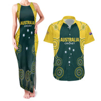 Custom Australia Cricket Couples Matching Tank Maxi Dress and Hawaiian Shirt Aussies Champions - Wonder Print Shop