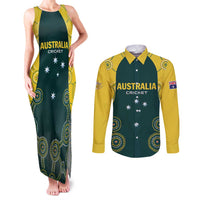 Custom Australia Cricket Couples Matching Tank Maxi Dress and Long Sleeve Button Shirt Aussies Champions - Wonder Print Shop
