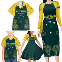 Custom Australia Cricket Family Matching Long Sleeve Bodycon Dress and Hawaiian Shirt Aussies Champions - Wonder Print Shop