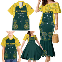 Custom Australia Cricket Family Matching Mermaid Dress and Hawaiian Shirt Aussies Champions - Wonder Print Shop