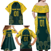 Custom Australia Cricket Family Matching Off Shoulder Maxi Dress and Hawaiian Shirt Aussies Champions - Wonder Print Shop