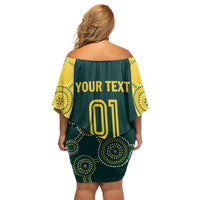 Custom Australia Cricket Family Matching Off Shoulder Short Dress and Hawaiian Shirt Aussies Champions - Wonder Print Shop