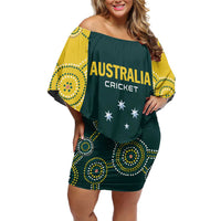 Custom Australia Cricket Off Shoulder Short Dress Aussies Champions - Wonder Print Shop