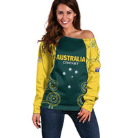 Custom Australia Cricket Off Shoulder Sweater Aussies Champions - Wonder Print Shop