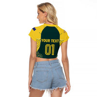 Custom Australia Cricket Raglan Cropped T Shirt Aussies Champions - Wonder Print Shop