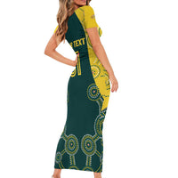 Custom Australia Cricket Short Sleeve Bodycon Dress Aussies Champions - Wonder Print Shop