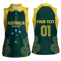Custom Australia Cricket Women Sleeveless Polo Shirt Aussies Champions - Wonder Print Shop