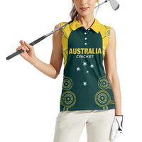 Custom Australia Cricket Women Sleeveless Polo Shirt Aussies Champions - Wonder Print Shop