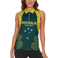 Custom Australia Cricket Women Sleeveless Polo Shirt Aussies Champions - Wonder Print Shop