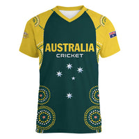 Custom Australia Cricket Women V-Neck T-Shirt Aussies Champions - Wonder Print Shop