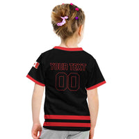 Custom Canada 2026 Hockey Kid T Shirt Team Maple Leaf Black Version - Wonder Print Shop