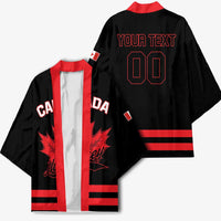 Custom Canada 2026 Hockey Kimono Team Maple Leaf Black Version - Wonder Print Shop
