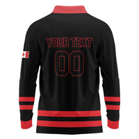 Custom Canada 2026 Hockey Long Sleeve Polo Shirt Team Maple Leaf Black Version - Wonder Print Shop