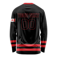 Custom Canada 2026 Hockey Long Sleeve Shirt Team Maple Leaf Black Version - Wonder Print Shop