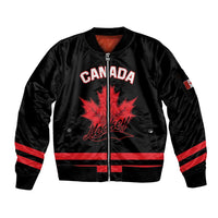 Custom Canada 2026 Hockey Sleeve Zip Bomber Jacket Team Maple Leaf Black Version - Wonder Print Shop
