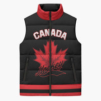 Custom Canada 2026 Hockey Sleeveless Puffer Jacket Team Maple Leaf Black Version - Wonder Print Shop