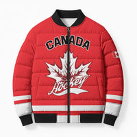 Custom Canada 2026 Hockey Bomber Puffer Jacket Team Maple Leaf Red Version - Wonder Print Shop