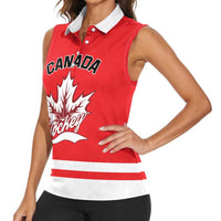 Custom Canada 2026 Hockey Women Sleeveless Polo Shirt Team Maple Leaf Red Version - Wonder Print Shop