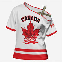 Custom Canada 2026 Hockey Cross Shoulder Shirt Team Maple Leaf White Version - Wonder Print Shop