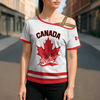 Custom Canada 2026 Hockey Cross Shoulder Shirt Team Maple Leaf White Version - Wonder Print Shop