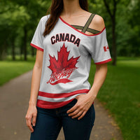 Custom Canada 2026 Hockey Cross Shoulder Shirt Team Maple Leaf White Version - Wonder Print Shop