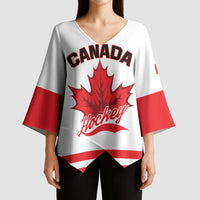 Custom Canada 2026 Hockey Kimono Sleeve Blouse Team Maple Leaf White Version - Wonder Print Shop