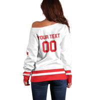 Custom Canada 2026 Hockey Off Shoulder Sweater Team Maple Leaf White Version - Wonder Print Shop